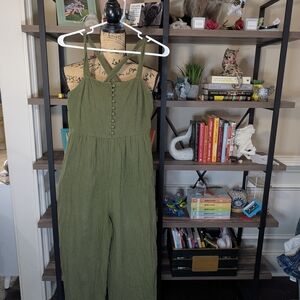 Madewell Sage Green Button-Front Jumpsuit